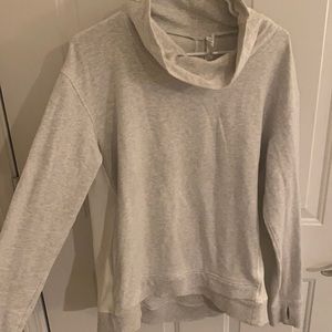 Cowlneck sweatshirt, gray & white